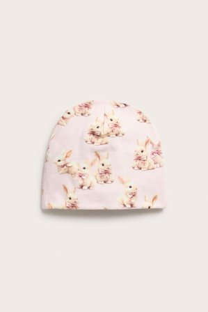 Kappahl | Mönstrad mössa i bomullstrikå Ljusrosa 48/50 | Ljusrosa