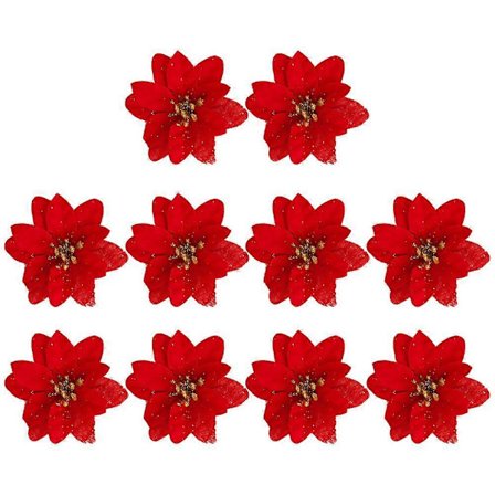 10 KPL Keinotekoinen Joulukukka Simulaatio Koristekukka joulujuhliin [D]