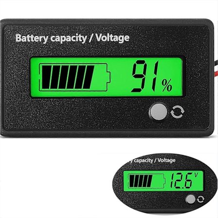 DC Batterimåler Batteriovervåkere, Voltmeter, DC 12V -72V (Grønt Lys)