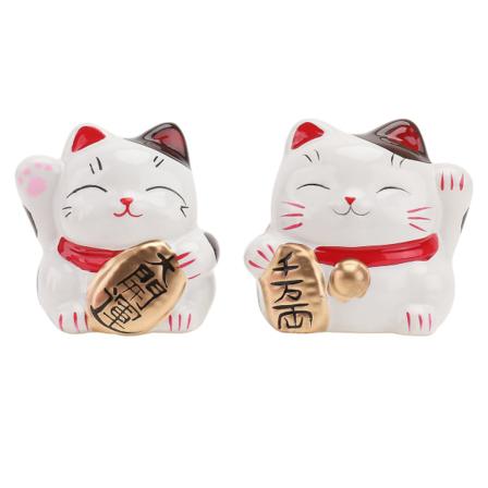 2 stk Tegneseriekatt Formet Pengeboks Utsøkt Mynt Oppbevaringskrukke For Hjem (hvit)Hvit7x7cm White 7x7cm