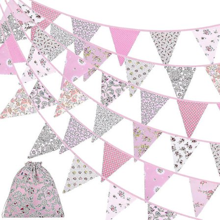 Stof Bunting Banner Vintage Flag Blomster Faner Til Fest Hjem Have Dekoration
