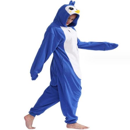 2025 Nye Tegneserie Helkroppspyjamas Halloween Julekostyme blå pingvin