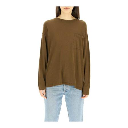 Khaite imogen t-shirt with pocket Brun, Dame Langærmet