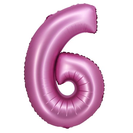 Sifferballong Satin Rosa 76cm "0-9" Siffra 6 - Kalaslagret.se