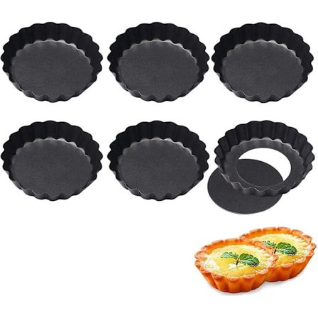 6 st tårtformar, quicheform, rund kakform, rund form med löstagbar botten,