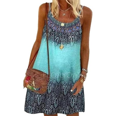 Kvinders Sommerkjole Spaghetti Stropper Floral, XL