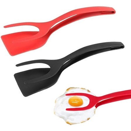 Æg-Vender Spatel 2 stk. Non-Stick 2-i-1 Vendespatel og Stege Tang Æg Vendere Spatel Vendere Værktøjer til Madlavning Æg Fisk Omelet Pandekage Køkken
