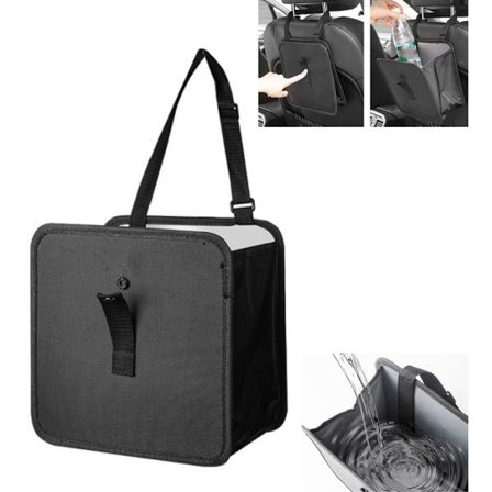 Foldbar skraldespand til bil / Foldbar skraldespand til bil - Hængende opbevaringstaske til sæderyglæn (23*23*14CM)