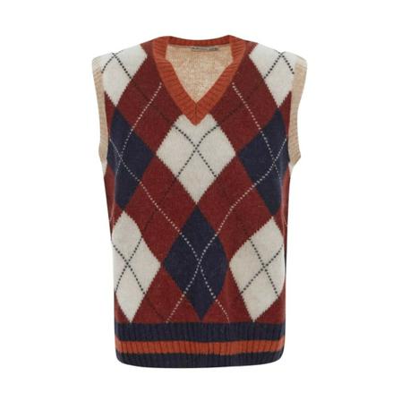 Ballantyne V Neck Slipover Rød, Herre Strik, Størrelse: M
