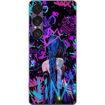 Yhteensopiva Puhelinkuori Sony Sony Xperia 1 VII Värikäs graffitipiirustus, jossa on sinipäinen hahmo urbaanissa katutaidetyylissä