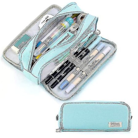 Large Pencil Case Big Capacity 3 Compartments Canvas Pencil Pouch For Students