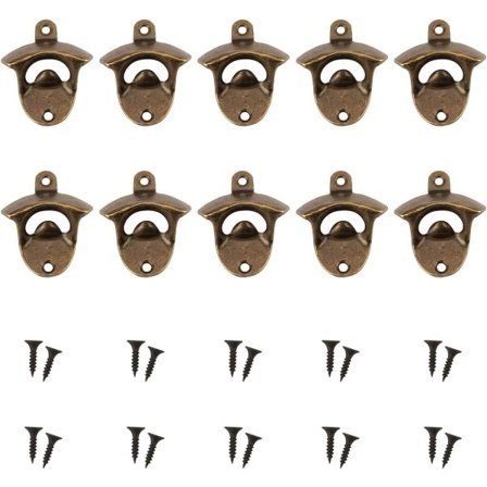 10 stk Flaskeåpner Veggmontert Øl Soda Vinåpner for Kafé Barer Restaurant Kjøkken Bartender (Bronse)