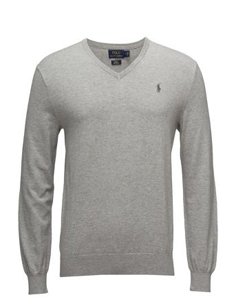 Slim Fit Cotton V-Neck Sweater Designers Knitwear V-necks Grey Polo Ralph Lauren