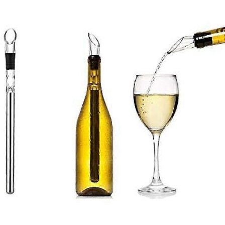 2025 Egnet Vinkøler, 3 I 1 Vinkøler i Rustfrit Stål - Hurtig Isfri Vinkølepind Med Belufter Og Hælder