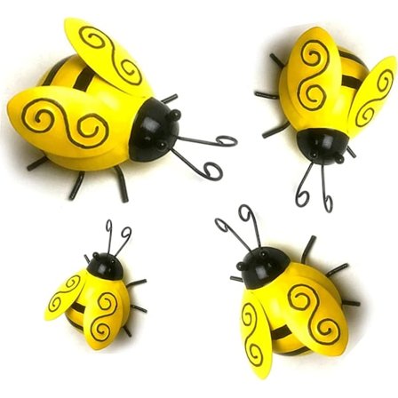4 kpl Metallista Mehiläisen Muotoinen Puutarhan Seinäkoriste 3D-Veistos