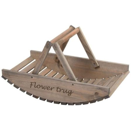 Esschert Design Fleur Cueillette Kurv Træ 52.8 x 28.1 X 12.2 CM Halvcirkel Formet Med Transport Håndtag Blomster Kurv