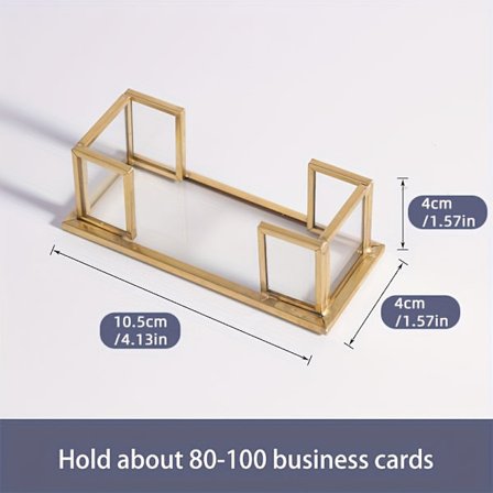 Guldbelagt visitkortholder i glas, visitkortdisplay, gavekortorganisator