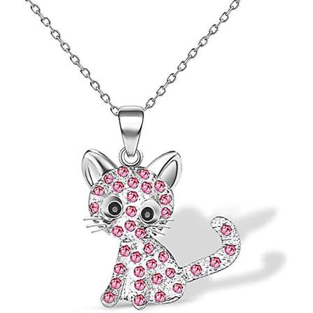 Katt Hengesmykke For Jenter Barn, Liten Søt Kitty Regnbue Rhinestone Hengesmykke Smykker For Kvinner Tenåringsjenter 10-12, Krystall Choker Vennskap