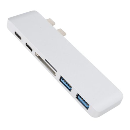 Dockningsstation 10Gbps 5Gbps USB3.0-gränssnitt Minneskortläsare Lättviktsbärbar typ C Hub för MacBook Silver