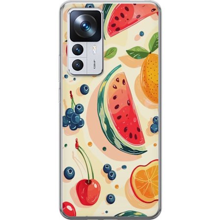 Kompatibel Mobilcover til Xiaomi 12T Legesyg frugtillustration med vandmelon, citrus, jordbær, kirsebær og bær