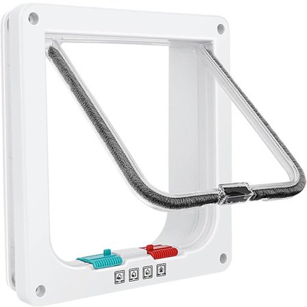 Slank kattedør for vinduer, kjæledyrdører og skyvedører, sikker kjæledyrdør med 4-posisjonslås, værbestandig kattedør (Medium, 17cm x 16cm)