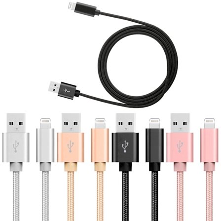 3-pack 3m Laddare till iPhone / Apple - Snabbladdning - Flätad