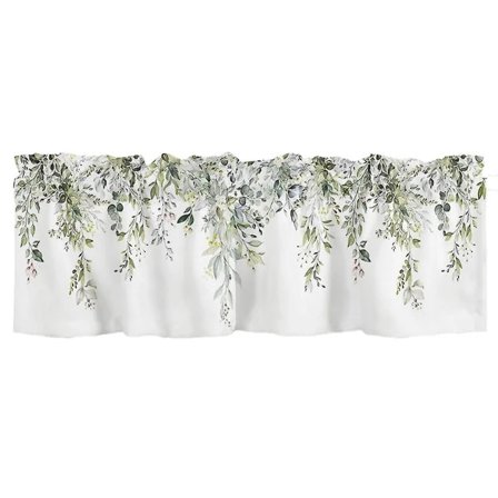 Salviagrön Gardinkappa för Fönster Vattenfärg Eukalyptusblad Stångficka Fönsterbehandling