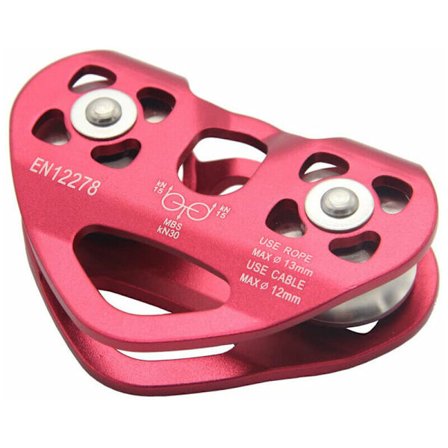 Tandemtrinse utendørs klatretrinse Dobbel aksel Høydeheising og bæring Ståltau Zipline-utvidelse Hjerteformet Dobbeltrinse