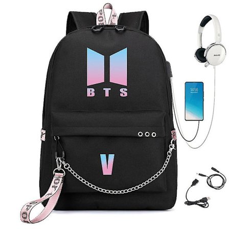 Bts Backpack Cute Usb Charging School Bag