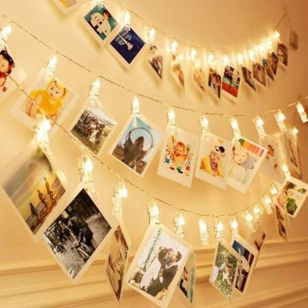 6M 40 LED Fotolys Kæde, LED Foto Kæde Lys, Væg Fotoholder Girlande, Klips Fotoholder til Bryllupsfest Dekoration