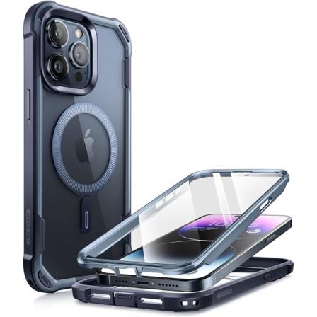 lason Ares Mag för iPhone 15 Pro Max Skal med skärmskydd, [Kompatibel med MagSafe] Genomskinlig Slim Full-Body Shockpro Navy