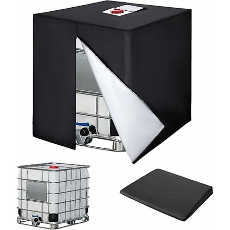 IBC Vattentanklock 600 L Regnvatten Tankbehållare Lock med Dragkedja Vindtät UV-skyddande 420D Rivbeständig