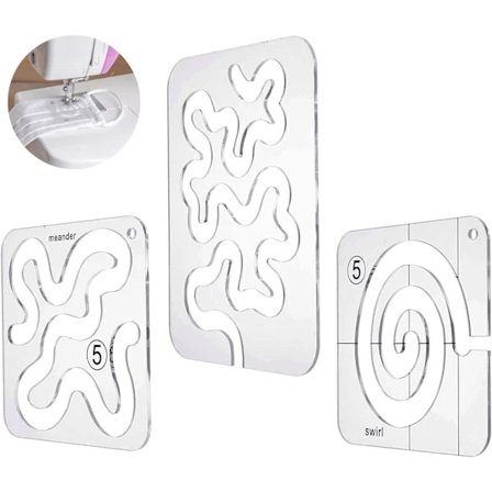 Sæt med 3 klare akryl quilteskabeloner til patchwork og symaskiner