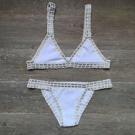 Virkade baddräkter Bikinis Dam Badkläder Sexig Bandage Brasiliansk Bikini 2023 Baddräkter Dam