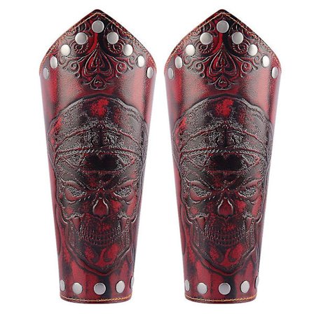 Fuskläder Rustning Medeltida Vantar handledsskydd Viking Arm Guards Larp Tillbehör Bred Bracer Arm Armor Manschett För Män Kvinnor(Röd)
