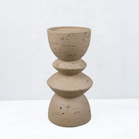 Lysestage, Harpiks, 10x10x20 cm, Brun