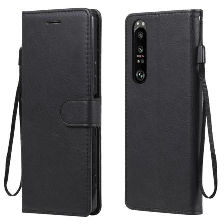 Sony Xperia 1 Iii - Solid Läder Fodral - Svart