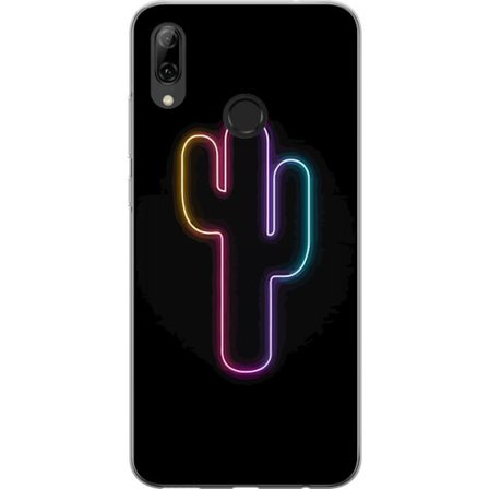 Kompatibel Mobilcover til Huawei Huawei P smart 2019 Neon illustration af kaktus i pink og blåt lys mod mørk baggrund