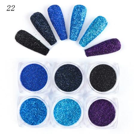 6 kpl kynsiä tarroja Värit Glitter Set Syksy ja Talvi Timantti roskat Pink Champagne Sekvenssit Kynsi Glitter Kynsi R