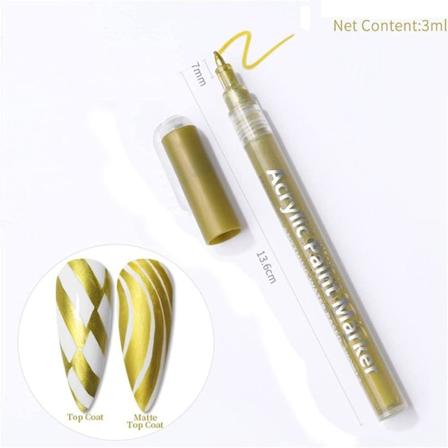 Neglelakkpenn Nail Art Tegnepenn GULL Gold