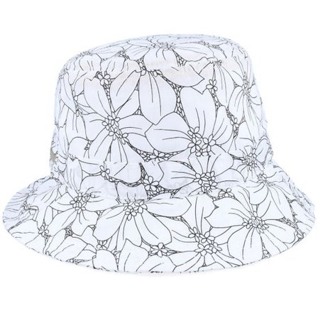 Seeberger - Vit bucket Hatt - Cotton Mix Hat With Flower Print White Bucket @ Hatstore