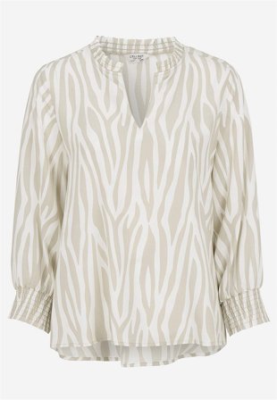 Cellbes of Sweden - Vävd, mönstrad blus - beige / zebra - för damer - 46/48