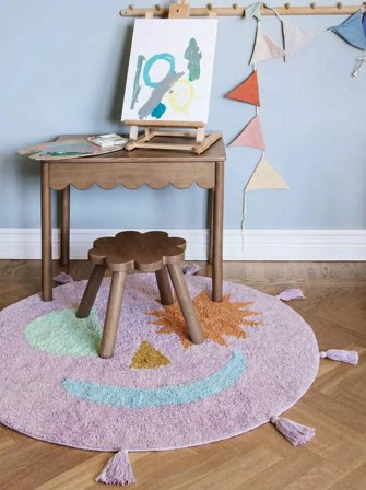 Tapis De Cuisine Smiley Ø 150 Coton Violet/Multicolore