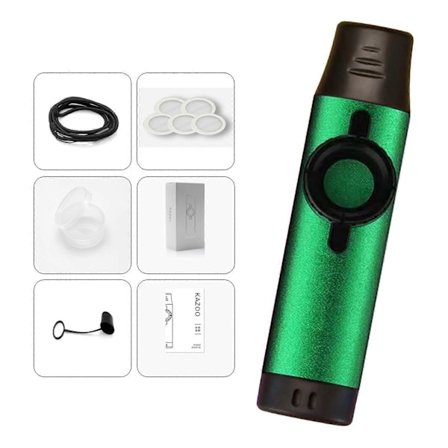 Profesjonell Kazoo Metall Kazoo Fløyte Blåseinstrument Tre Kazoo Membran Grønn