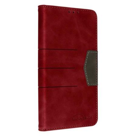 Etui til Galaxy S23 Wallet og Video Support Tofarvet rødt imiteret læder