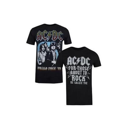 AC/DC T-shirt i bomull för män (2-pack) S svart/vit/blå Black/White/Blue S