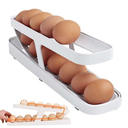 Egg Holder Kjøleskap Egg Tray, Kjøleskap Organizer, Automatisk Rullende Egg Holder 2 Lag Automatisk Rullende Egg Dispenser Egg Dispenser Egg 