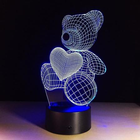 3D Optisk Illusionslampe LED 7 Farger Berøringsskifte Skiftende Nattelys For Soverom Hjemmedekor Bryllup Bursdag Jul