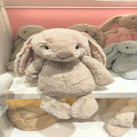 Jellycat Plyslegetøj, blødt og behageligt, perfekt til børn, Valentinsdagsgaver, samlerobjekter, blomstret khaki kanin, 31 cm.