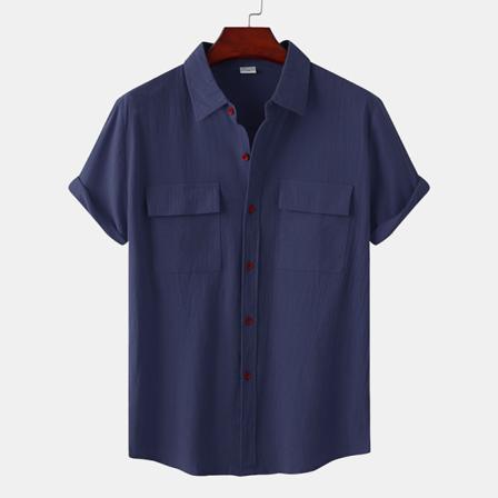 Kortärmade Toppar För Män Button Down-skjortor